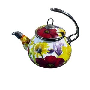 The Pioneer Woman Flower Garden Tea Kettle 2.3 Qt Retired Pattern Enameled Steel